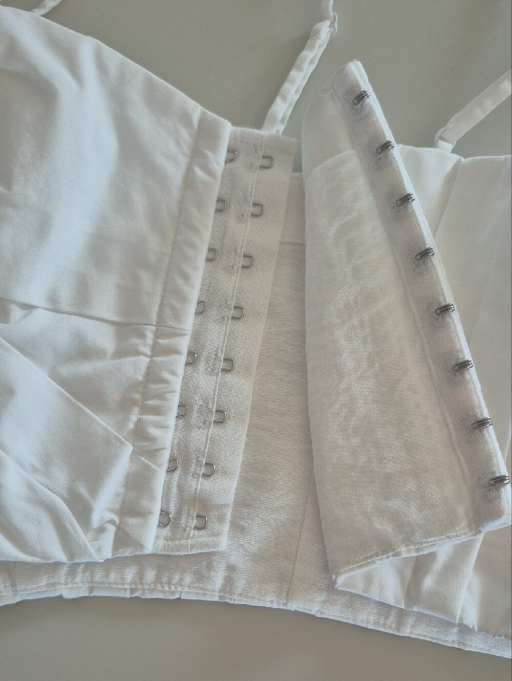Jonathan Simkhai Cotton Pleated White Bustier Crop Cami Top, Size 4 - Picture 8 of 16